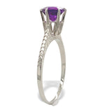14k White Gold Victorian 1.05 Carat Genuine Natural Amethyst Ring 7.5 (#J7445)