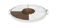 Mood Party by Christofle Stainless, Walnut Wood and Poorcelain Tray - New