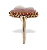 10k Yellow Gold Genuine Natural Agate Stone Cameo Ring Fine Carving (#J7058)