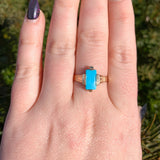 10k Gold Victorian Sleeping Beauty Genuine Natural Turquoise Ring 10.25 (#J6567)