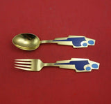 Christmas by A. Michelsen Sterling Silver Fork and Spoon Set 2pc 1962 Vermeil