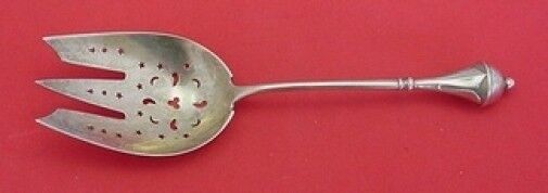Albert Coles Sterling Vegetable Serving Fork 3-D 9 1/4" Pierced Antique
