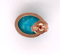 14k Rose Gold 2.97ct TW Genuine Natural Kingman Turquoise Stud Earrings (#J6111)