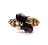 10k Yellow Gold Victorian Garnet and Seed Pearl Ring Jewelry (#J5695)