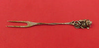 German Sterling Silver Pickle Fork 2-Tine with Rose Handle 4 7/8"