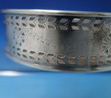 English Silverplate Champagne Coaster Swags of Flowers Wood Base 4 3/4" (#5862)