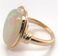 14k Yellow Gold Large 7 Carat Genuine Natural Australian Opal Ring (#J6785)
