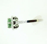 18k White Gold Sea Green Genuine Natural Tourmaline and Diamond Ring (#J5043)