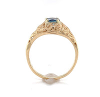14k Yellow Gold Filigree Ring with .63ct Genuine Natural Sapphire (#J6403)