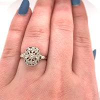 14k Vintage Genuine Natural Diamond Ring Pierced Chased (#J5561)