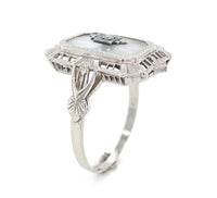 14k Gold Filigree Genuine Natural Rock Crystal Diamond Ring Size 8.75 (#J6498)
