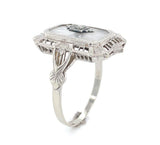 14k Gold Filigree Genuine Natural Rock Crystal Diamond Ring Size 8.75 (#J6498)