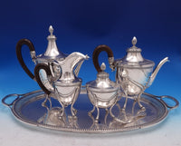 Empire by Buccellati Italian Sterling Silver Tea Set 4pc Plus Tray Spoon (#8307)