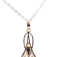 10k Yellow Gold Lavaliere with Pearl Drop and Blue Glass Accent w/Chain (#J7192)