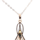 10k Yellow Gold Lavaliere with Pearl Drop and Blue Glass Accent w/Chain (#J7192)