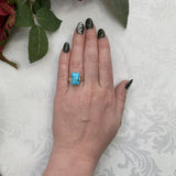 14k Yellow Gold 5.51 Carat Sleeping Beauty Genuine Natural Turquoise Ring #J7491