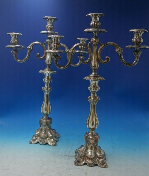 Hugo Bohm German .800 Silver Candelabra Pair 3-Light 21 1/2" Tall (#5678)