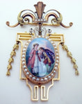 Victorian 18k Yellow Gold Enameled Portrait Pin Brooch Locket (#J325)