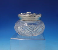 Floral by Unger Sterling Silver Powder Jar with Cut Crystal 3 1/4" Tall (#5154)