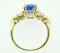 18k Yellow Gold 2.59ct Genuine Natural Tanzanite and Diamond Ring (#J1811)