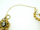 Genuine Natural Stone Cameo Victorian XL Gold Slide Bracelet (#J4362)