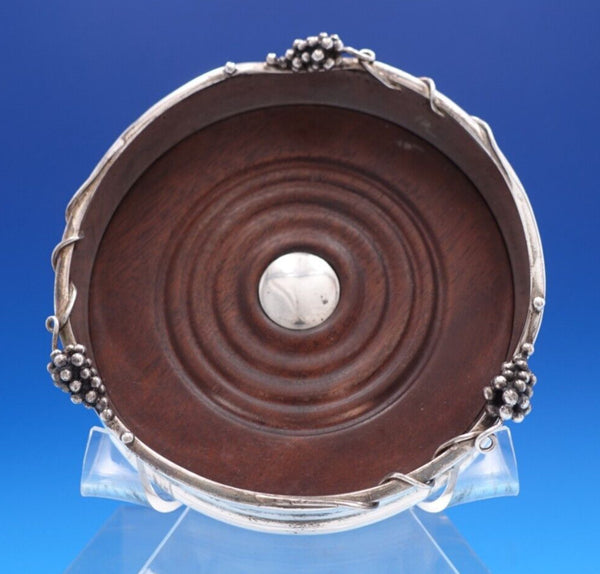 Grape by SJC .950 Silver and Wood Champagne Coaster 2" x 5" (#7787)