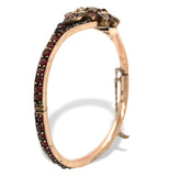 Genuine Natural Bohemian Garnet Bangle Bracelet with Rosette Center (#J7247)
