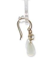 14k Yellow Gold Genuine Natural Moonstone Briolette Drop Dangle Earrings #J7125