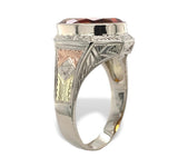 Art Deco 10k White Gold 6.90 Carat Genuine Natural Citrine Men's Ring (#J7493)