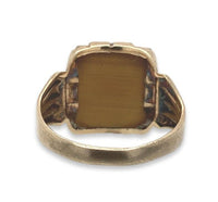 10k Gold Men's Genuine Tiger's Eye Quartz Double Warrior Cameo Ring (#J7061)