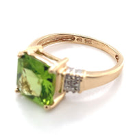 10k Yellow Gold 2.79ct Genuine Natural Peridot and Diamond Ring (#J6409)