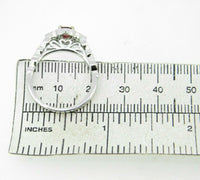 14k White Gold .46ct Genuine Natural Ruby Ring with Diamond Halo (#J5100)