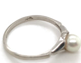 10k White Gold Ring with Small Cultured Pearl Size 6.25 Jewelry (#J6617)