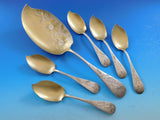 Brite-Cut by Knowles Sterling Silver Ice Cream Set 6pc w/Butterflies Gold Washed