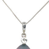 14k White Gold 12.5mm Black Tahitian Pearl Pendant Peacock Color (#J7029)