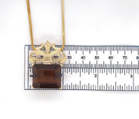 14k Gold Deco Style Large 43ct Genuine Natural Madeira Citrine Necklace (#J6239)