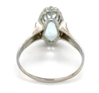 18k White Gold Filigree Ring w/Specialty Cut Genuine Natural Aquamarine (#J6611)
