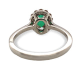 14k White Gold .59ct Genuine Natural Emerald and Diamond Halo Ring (#J7371)