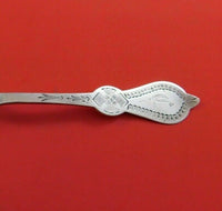 Coin Silver Preserve Spoon with Bright-Cut Handle and Bowl Cross Design 6 5/8"