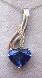14k Gold 3.10ct Genuine Natural Tanzanite Heart Pendant with Diamonds (#J672)