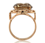 18k and 14k Rose Gold Handwrought Genuine Natural Smoky Quartz Ring (#J6605)