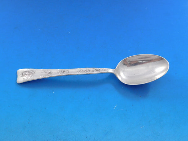 Lap Over Edge Acid Etched by Tiffany Sterling Silver Teaspoon w/ Butterflies 6"