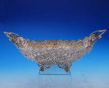 Egyptian .900 Silver Bread Tray / Bread Bowl Repoussed Design Cast Feet (#3863)