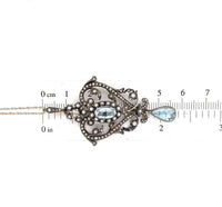 14k Yellow Gold and Silver Top Victorian Aquamarine Lavaliere Pendant (#J5702)