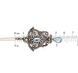14k Yellow Gold and Silver Top Victorian Aquamarine Lavaliere Pendant (#J5702)