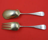 Antique Acid Etched by Whiting Sterling Silver Salad Serving Set 2p GW Floral 9"