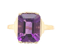 10k Yellow Gold Vintage 3.20 Carat Genuine Natural Amethyst Ring (#J6549)