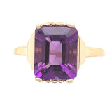 10k Yellow Gold Vintage 3.20 Carat Genuine Natural Amethyst Ring (#J6549)