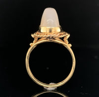 14k Yellow Gold High Dome Genuine Natural Moonstone Ring Handwrought (#J6495)
