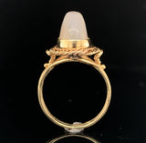14k Yellow Gold High Dome Genuine Natural Moonstone Ring Handwrought (#J6495)